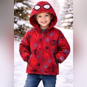 New Marvel Spider-Man Boys Full-Zip Hooded Jacket | Toddler Coat | NWT